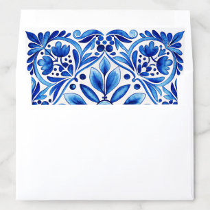 Vintage Talavera Azulejo blue tiles wedding Envelope Liner