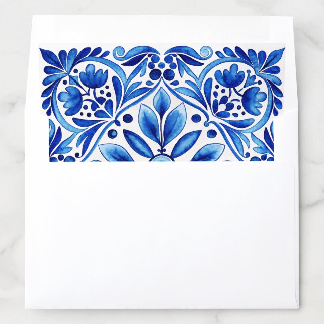 Vintage Talavera Azulejo blue tiles wedding Envelope Liner (In Envelope)