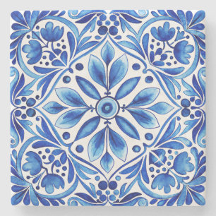 Vintage Talavera Azulejo blue tiles wedding favors Stone Coaster