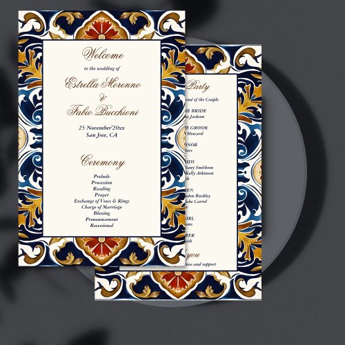 Vintage Talavera Azulejo Mexican wedding program