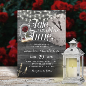 Vintage Tale as Old as Time Fairytale Wedding Invitation