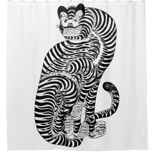Vintage talismanic tiger   shower curtain (Front)