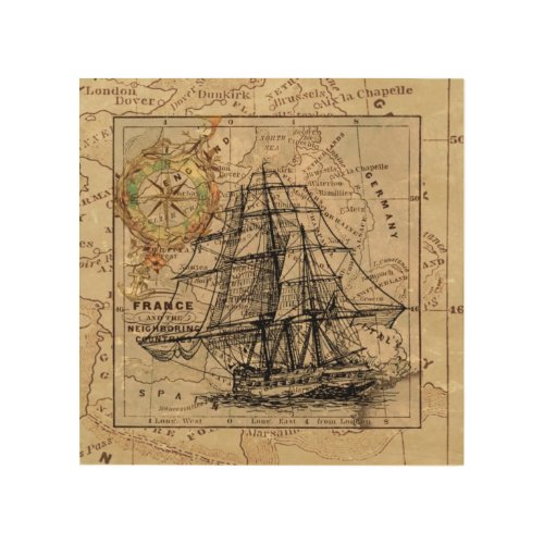 Vintage Tall Ship Nautical Wood Wall Art Gift Idea