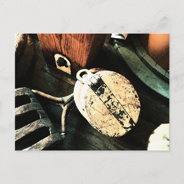 Vintage Tall Ship Pulleys Postcard (Front)