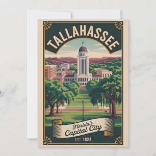 Vintage Tallahassee Florida Retro Travel Holiday Card