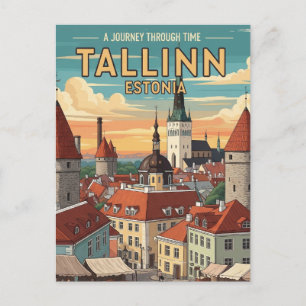 Vintage Tallinn Estonia Travel Postcard
