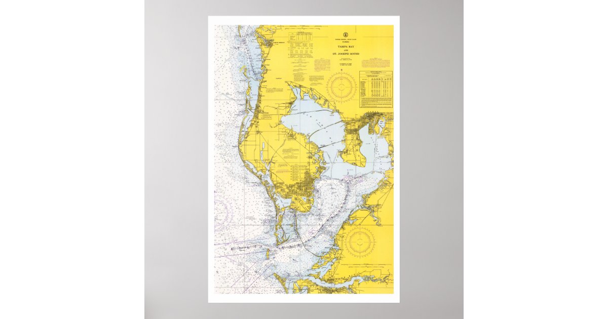 Vintage Tampa Bay Nautical Chart Zazzle Com