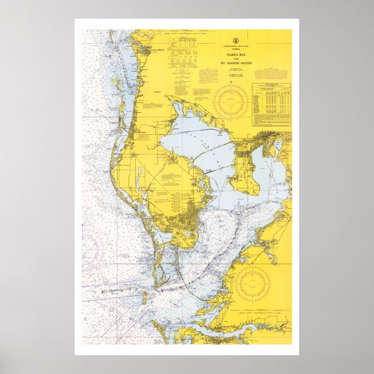 Vintage Tampa Bay nautical chart Zazzle
