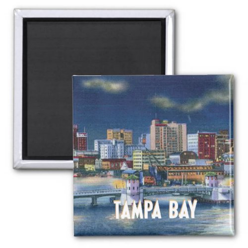 Vintage Tampa Florida Buildings and Bay Magnet