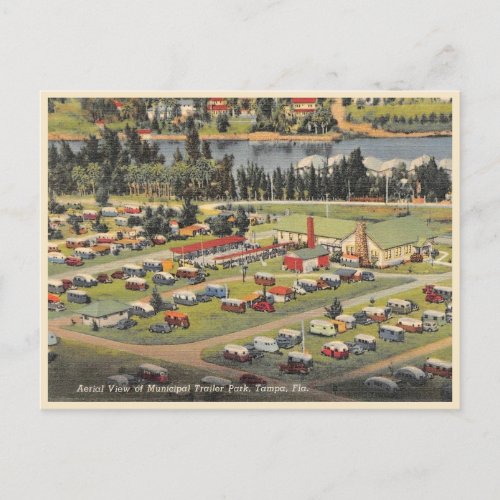 Vintage Tampa Florida Municipal Trailer Park Postcard