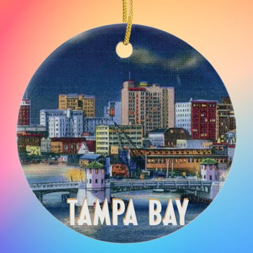 Vintage Tampa Florida Skyline Ceramic Ornament