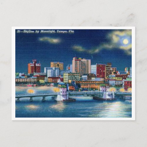 Vintage Tampa Florida Skyline Postcard