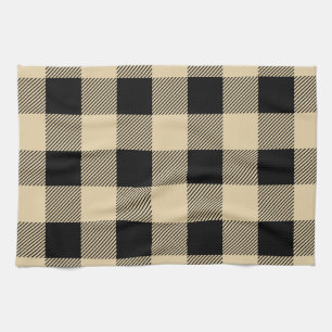 Vintage Tan and Black Buffalo Plaid Kitchen Towel