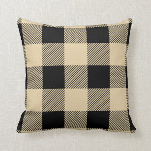 Black Tan Plaid Decorative Throw Pillows Zazzle