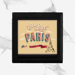 Vintage Tan and Red I Love Paris Poster Gift Box<br><div class="desc">Adorable little keepsake/jewelry box adorned with a vintage I Love Paris travel poster.  Delightful gift!</div>