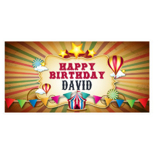 Vintage Tan Circus Birthday Banner Party Decor