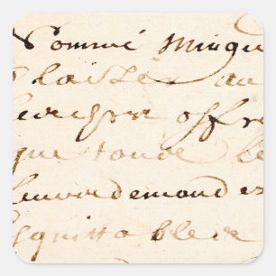 Vintage Tan French Letter Script Parchment Square Sticker