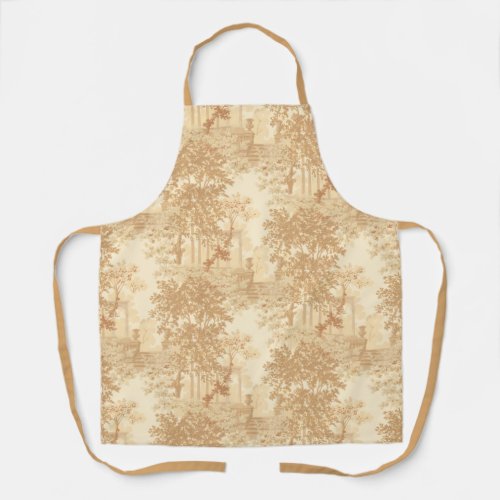 Vintage Tan Landscape Toile wUrns and Columns  Apron