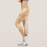Vintage Tan Landscape Toile w/Urns and Columns   Capri Leggings<br><div class="desc">Historic ca 1900 vintage tan and cream landscape toile design featuring ancient columns,  urns and stone steps surrounded by trees in a shaded wooded grove. Waistband color is customizable.</div>