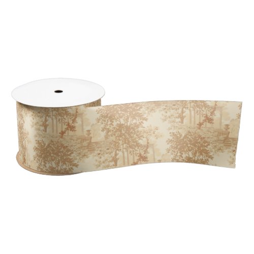 Vintage Tan Landscape Toile wUrns and Columns   Satin Ribbon