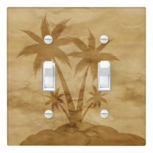 Vintage Tan Palm Tree Shadows Light Switch Cover