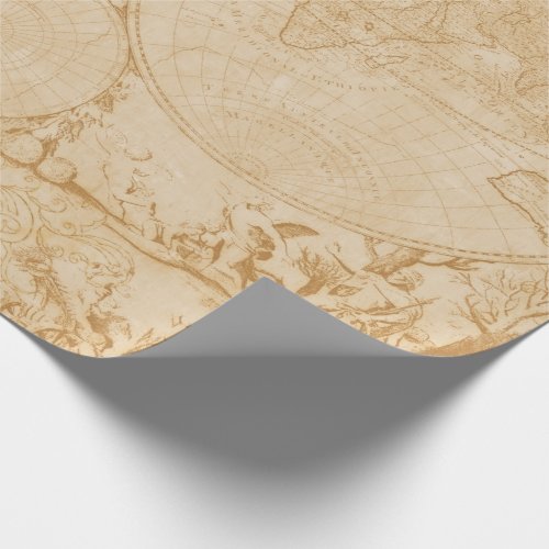 Vintage Tan World Map Wrapping Paper