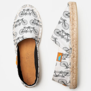 Vintage Tandem Bicycle Built For Two, White Canvas Espadrilles