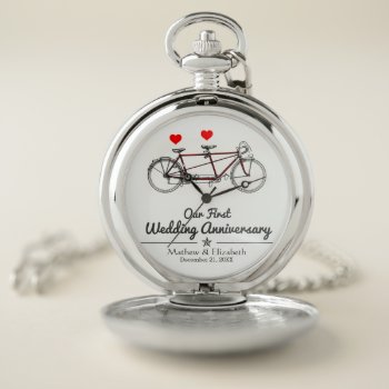 Vintage Tandem Bicycle Custom Wedding Anniversary Pocket Watch by ShabzDesigns at Zazzle