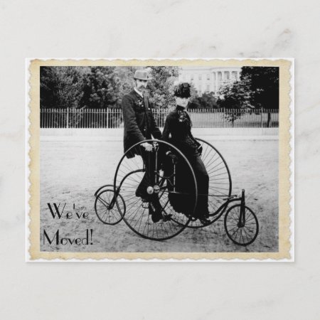 Vintage Tandem Bicycle Moving Postcard