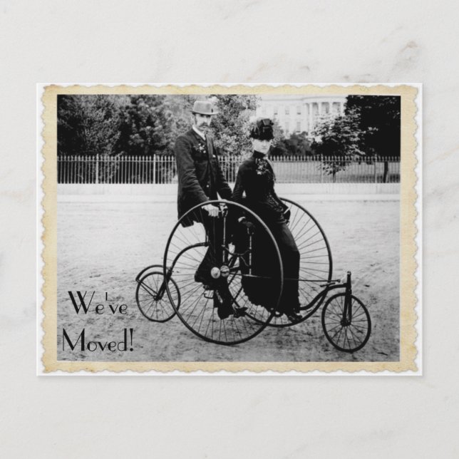 Vintage Tandem Bicycle Moving Postcard (Front)