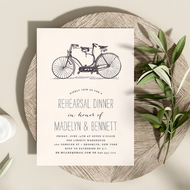 Vintage Tandem Bicycle Rehearsal Dinner Invitation (Creator Uploaded)
