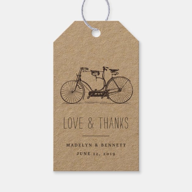 Vintage Tandem Bicycle Wedding Favor Thank You Gift Tags