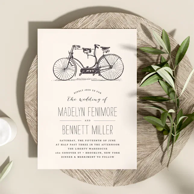 Vintage Tandem Bicycle Wedding Invitation Zazzle