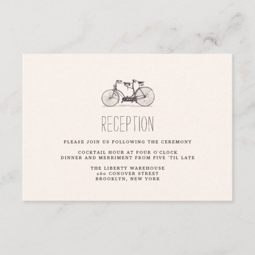 Vintage Tandem Bicycle Wedding Reception Card