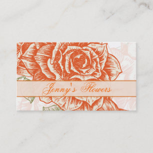 Vintage tangerine orange roses custom business card