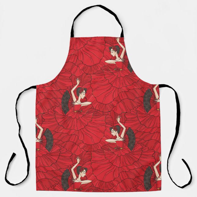 Vintage Tango Flamenco Dance Pattern Apron (Front)