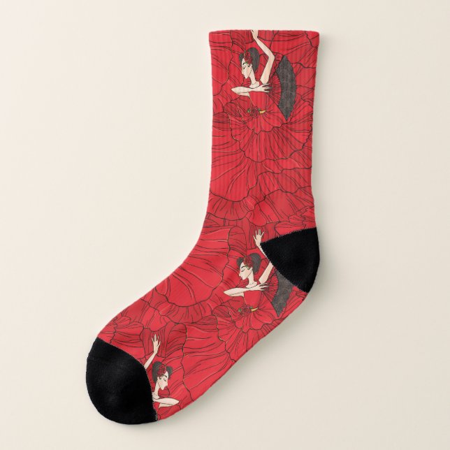 Vintage Tango Flamenco Dance Pattern Socks (Left Outside)