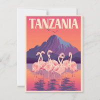 Vintage Tanzania Africa Flamingo Mountain Travel