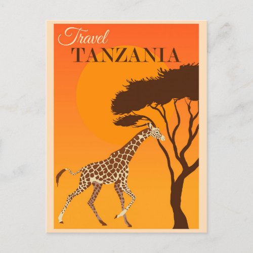 Vintage Tanzania Africa Giraffe Travel Postcard