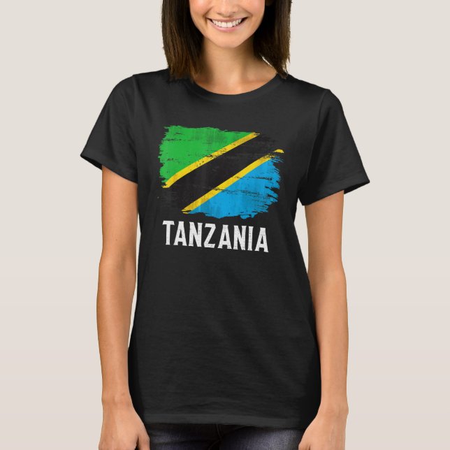 Vintage Tanzania Flag For Tanzanian T-Shirt (Front)