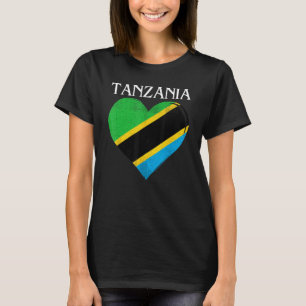 Vintage Tanzania Flag Heart For Tanzanian T-Shirt