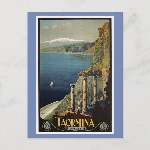 Vintage Taormina Sicily Italian travel ad Postcard