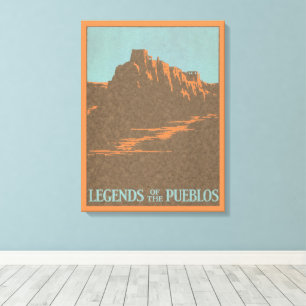 Vintage Taos Pueblos New Mexico, Travel Poster Art Canvas Print
