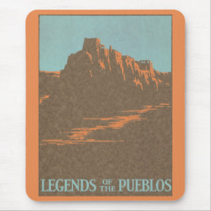 Vintage Taos Pueblos New Mexico, Travel Poster Art Mouse Pad
