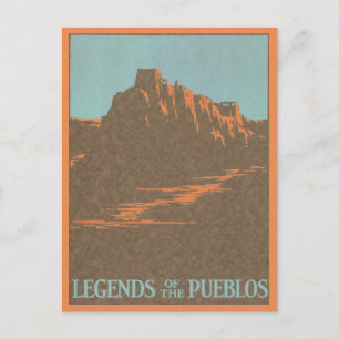 Vintage Taos Pueblos New Mexico, Travel Poster Art Postcard