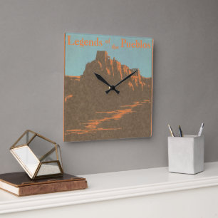 Vintage Taos Pueblos New Mexico, Travel Poster Art Square Wall Clock