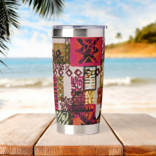 Vintage tapa hawaiian print insulated tumbler