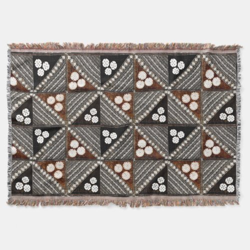 Vintage Tapa Tribal Pattern from Fiji Throw Blanket