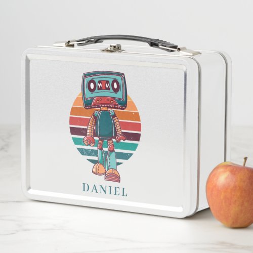 Vintage Tape Cartoon Design Metal Lunch Box