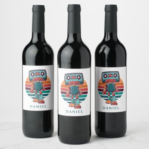 Vintage Tape Cartoon Design Wine Label